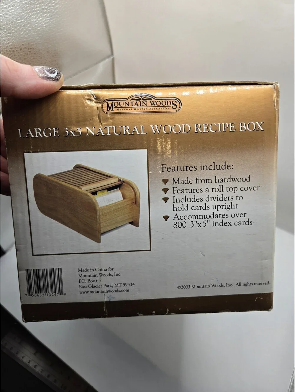 Vtg Mountain Woods Large Natural Wood Roll Top Recipe Box Cottagecore Decor
